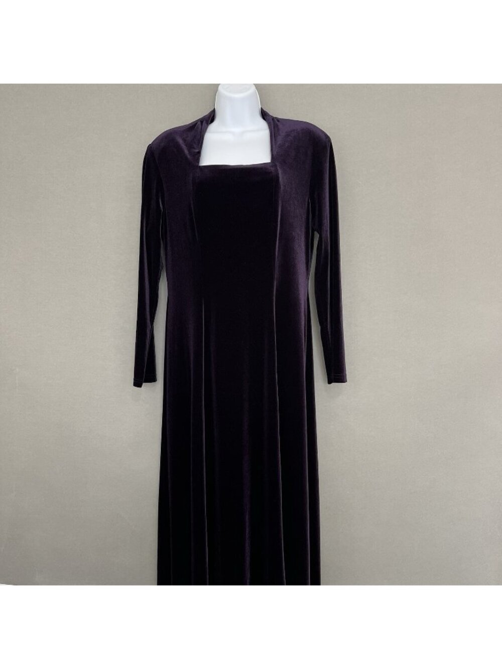 Coldwater Creek Purple Velour Vintage Long Sleeve Midi Dress